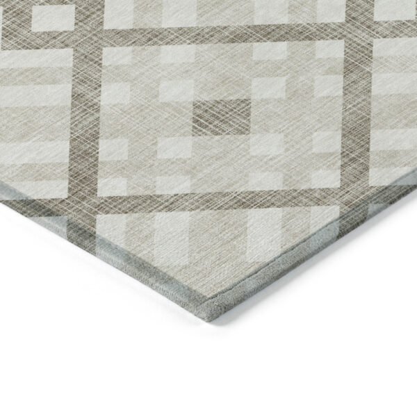 3' X 5' Beige Tan And Ivory Geometric Washable Indoor Outdoor Area Rug