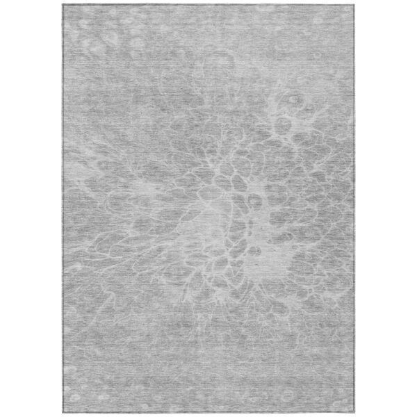 9' X 12' Silver And Gray Abstract Washable Indoor Outdoor Area Rug