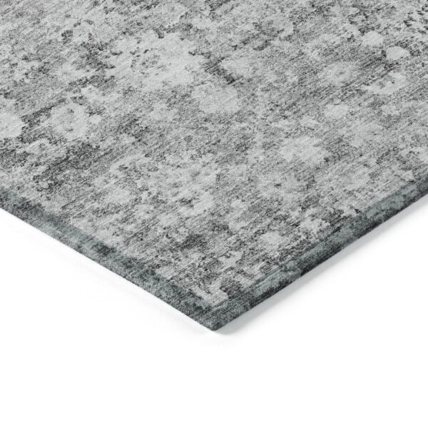 9' X 12' Silver Gray And Pewter Oriental Washable Indoor Outdoor Area Rug