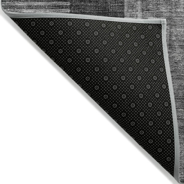 8' X 10' Charcoal Gray And Silver Geometric Washable Indoor Outdoor Area Rug