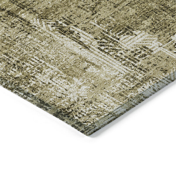 3' X 5' Brown Taupe And Ivory Abstract Washable Indoor Outdoor Area Rug