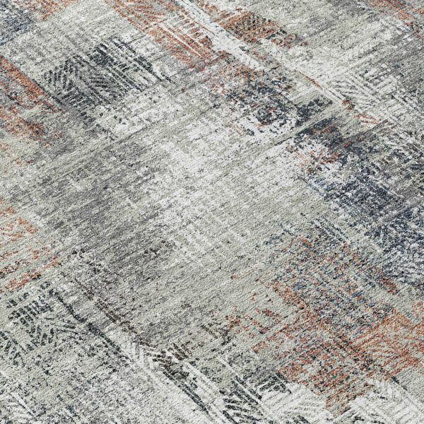 5' X 8' Taupe Gray And Copper Abstract Washable Indoor Outdoor Area Rug