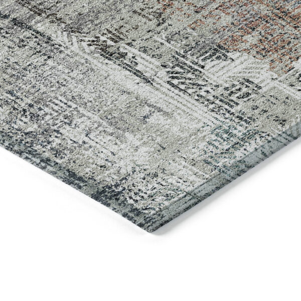 5' X 8' Taupe Gray And Copper Abstract Washable Indoor Outdoor Area Rug