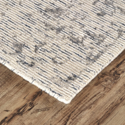 8' X 11' Ivory And Gray Abstract Hand Woven Area Rug