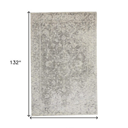 8' X 11' Ivory And Gray Abstract Hand Woven Area Rug