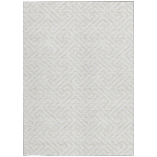 5' X 8' Ivory And Beige Geometric Washable Indoor Outdoor Area Rug