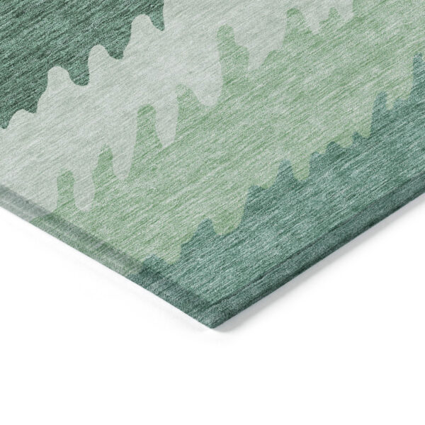 3' X 5' Sage Green And Ivory Striped Washable Indoor Outdoor Area Rug