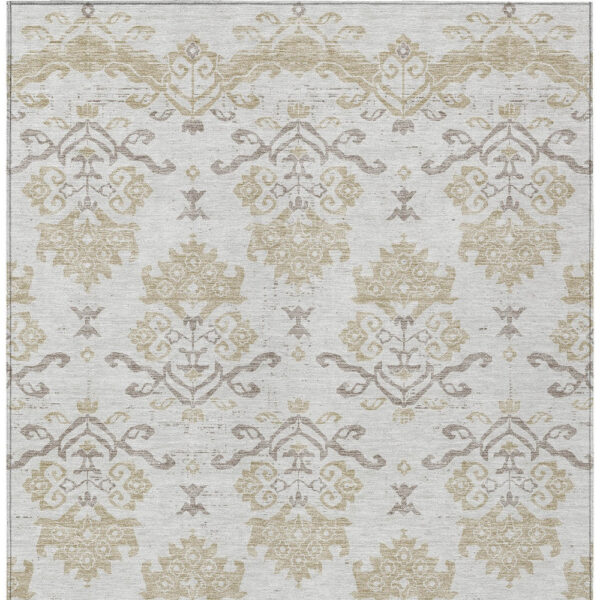 8' X 10' Ivory Beige And Taupe Oriental Washable Indoor Outdoor Area Rug