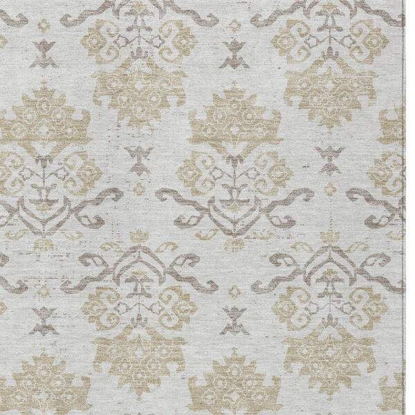 8' X 10' Ivory Beige And Taupe Oriental Washable Indoor Outdoor Area Rug
