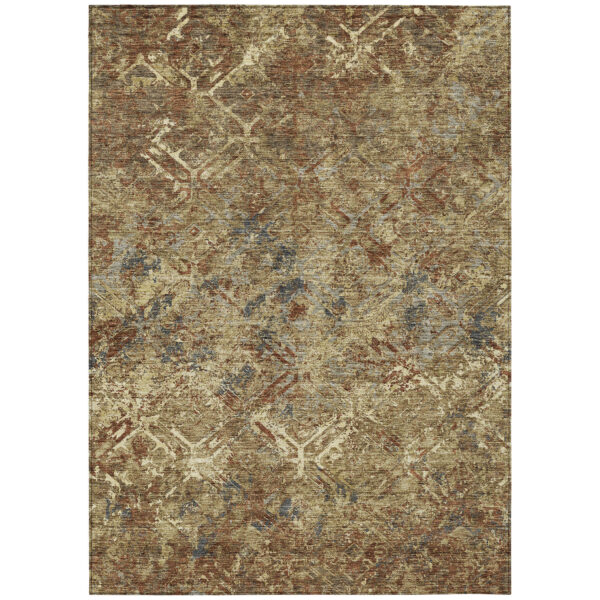 8' X 10' Brown Copper And Gold Geometric Washable Indoor Outdoor Area Rug