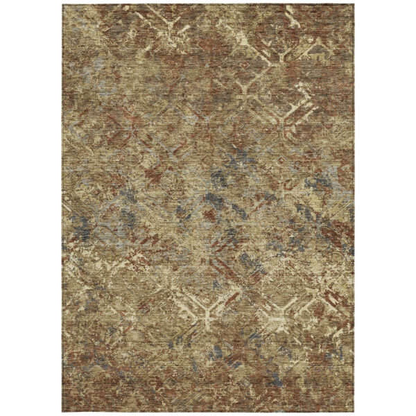 8' X 10' Brown Copper And Gold Geometric Washable Indoor Outdoor Area Rug