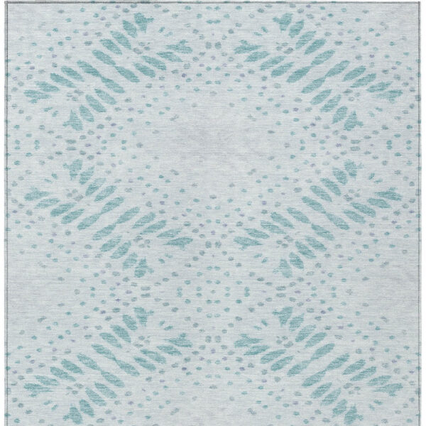 9' X 12' Teal Blue And Aqua Floral Washable Indoor Outdoor Area Rug