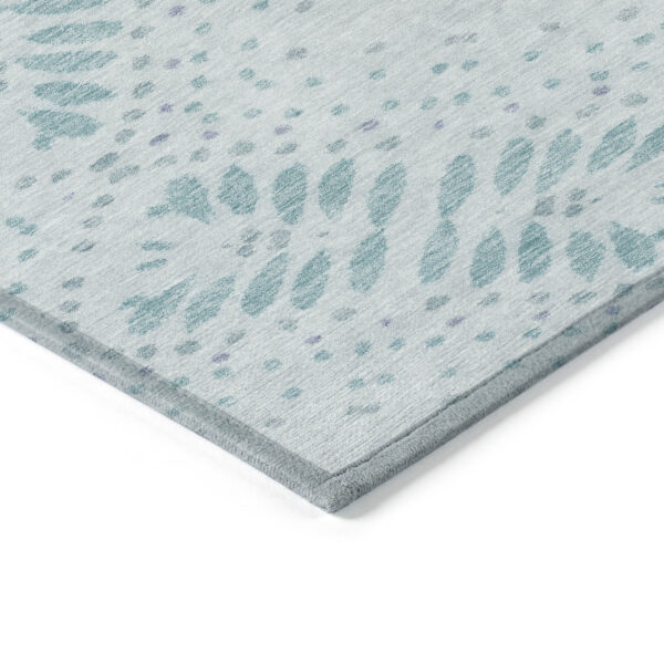 9' X 12' Teal Blue And Aqua Floral Washable Indoor Outdoor Area Rug