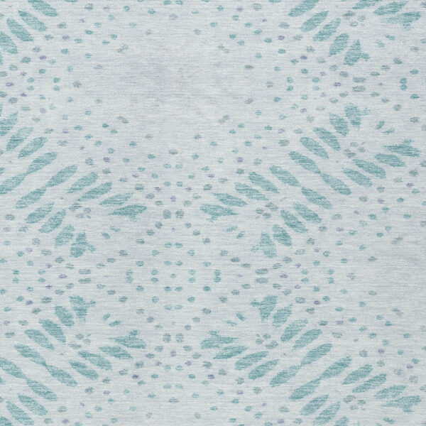 9' X 12' Teal Blue And Aqua Floral Washable Indoor Outdoor Area Rug