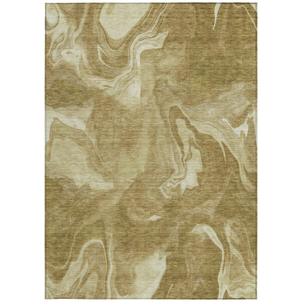 10' X 14' Brown Beige And Ivory Abstract Washable Indoor Outdoor Area Rug