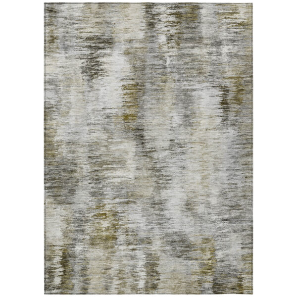 3' X 5' Brown And Taupe Abstract Washable Indoor Outdoor Area Rug