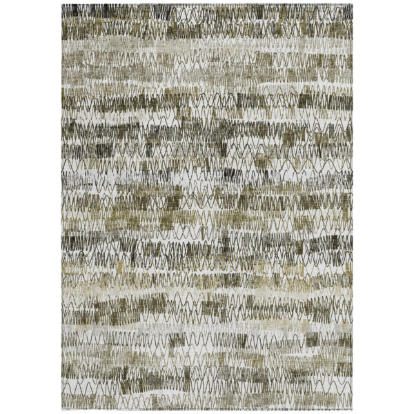 8' X 10' Taupe Beige And Tan Striped Washable Indoor Outdoor Area Rug