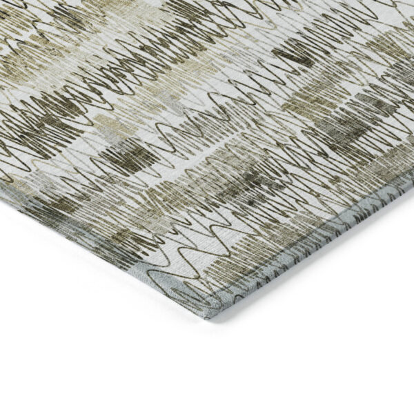 8' X 10' Taupe Beige And Tan Striped Washable Indoor Outdoor Area Rug