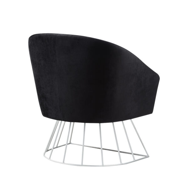 29" Black And Silver Velvet Barrel Chair
