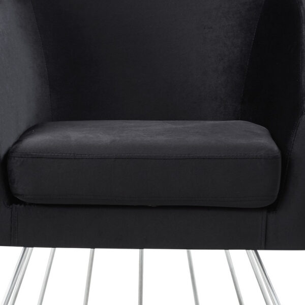 29" Black And Silver Velvet Barrel Chair