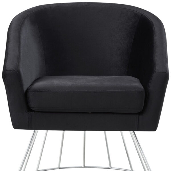 29" Black And Silver Velvet Barrel Chair