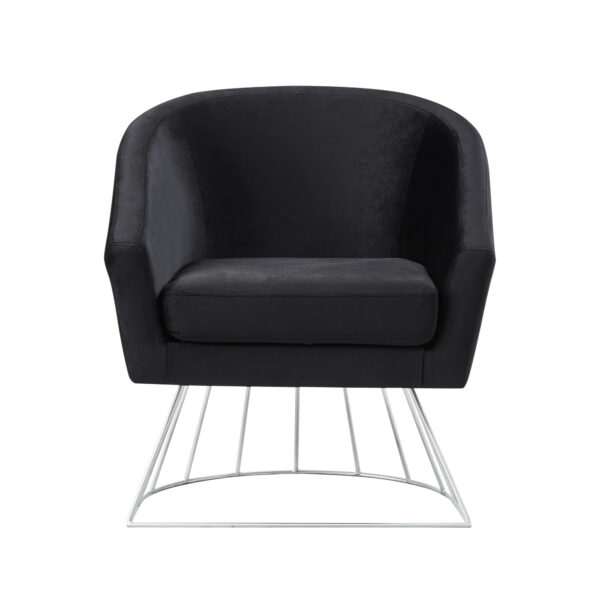 29" Black And Silver Velvet Barrel Chair