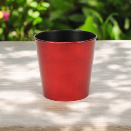 5" Red Recycled Plastic Indoor Outdoor Round Pot Planter