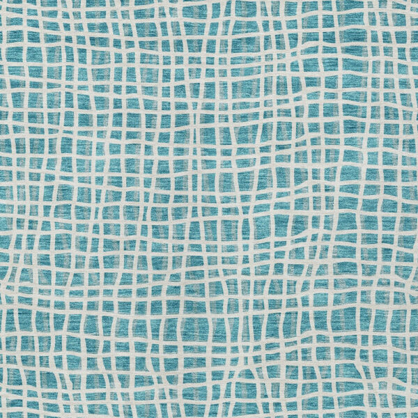 8' X 10' Teal Blue And Ivory Striped Washable Indoor Outdoor Area Rug