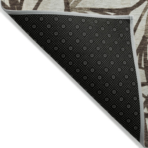 3' X 5' Chocolate And Beige Floral Washable Indoor Outdoor Area Rug