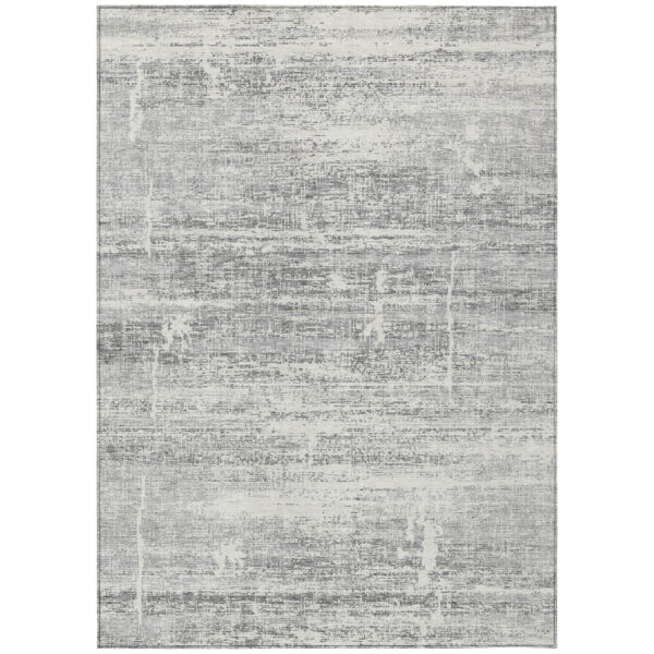 10' X 14' Silver Gray And Charcoal Abstract Washable Indoor Outdoor Area Rug