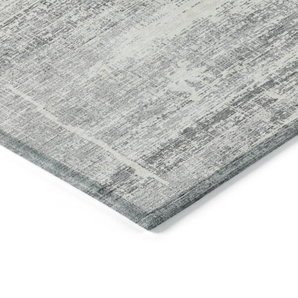 10' X 14' Silver Gray And Charcoal Abstract Washable Indoor Outdoor Area Rug