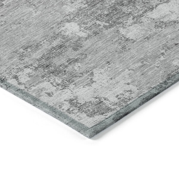 9' X 12' Gray Charcoal And Silver Floral Washable Indoor Outdoor Area Rug