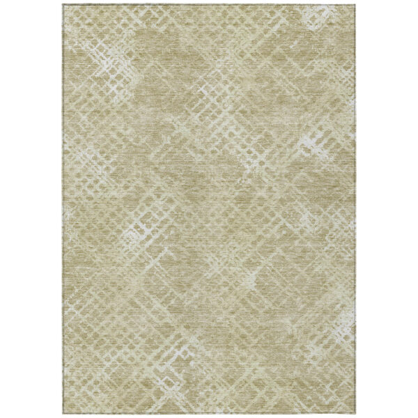 8' X 10' Beige Tan And Ivory Geometric Washable Indoor Outdoor Area Rug