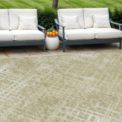 8' X 10' Beige Tan And Ivory Geometric Washable Indoor Outdoor Area Rug