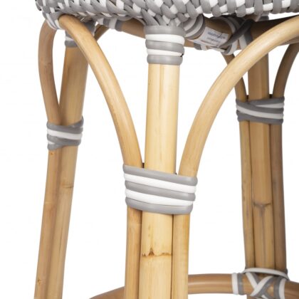 24" Natural Gray and White Rattan Backless Counter Height Bar Chair