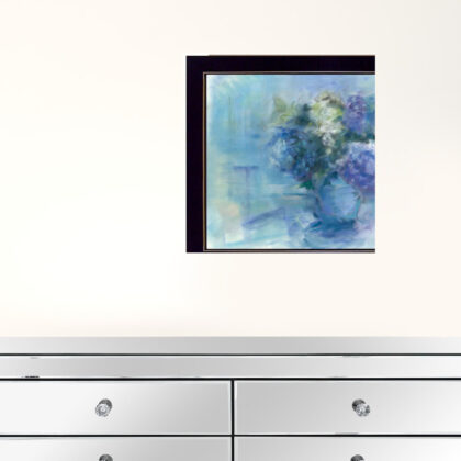 Set Of Two Susies Blue Bouquet 3 Black Framed Print Wall Art
