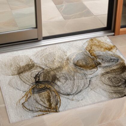2' X 3' Brown Abstract Washable Non Skid Indoor Outdoor Area Rug