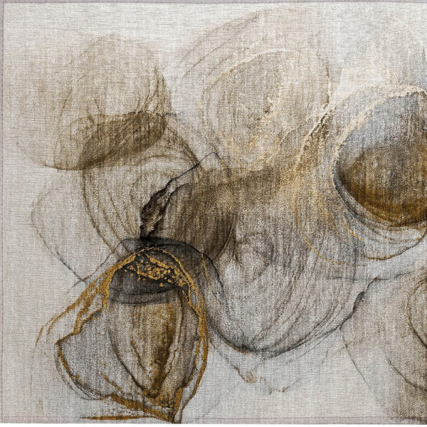 2' X 3' Brown Abstract Washable Non Skid Indoor Outdoor Area Rug