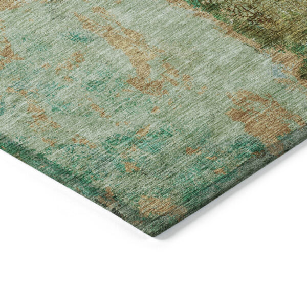 10' X 14' Green Olive Green And Blue Abstract Washable Indoor Outdoor Area Rug