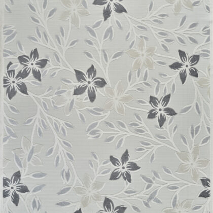 5' X 7' Cream and Gray Floral Distressed Indoor Outdoor Area Rug