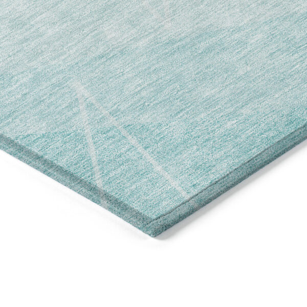 8' X 10' Teal Blue Aqua And Ivory Geometric Washable Indoor Outdoor Area Rug