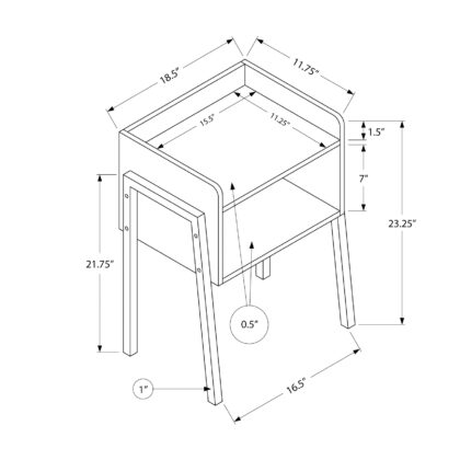 23" Rectangular White Accent Table With White Metal Legs