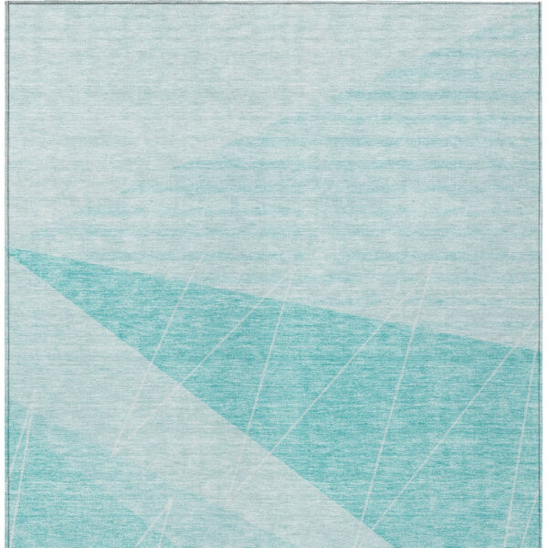 8' X 10' Teal Blue Aqua And Ivory Geometric Washable Indoor Outdoor Area Rug