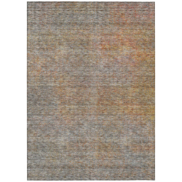 9' X 12' Gray Charcoal And Orange Abstract Washable Indoor Outdoor Area Rug