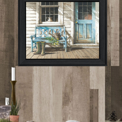 Cheerful Chores Black Framed Print Wall Art