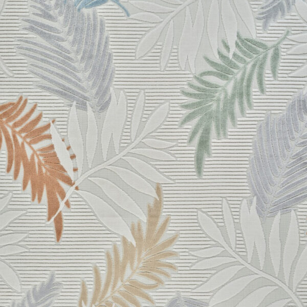8' X 10' Cream and Beige Botanical Leaves Distressed Indoor Outdoor Area Rug