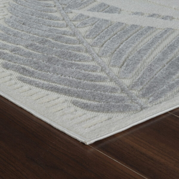8' X 10' Cream and Beige Botanical Leaves Distressed Indoor Outdoor Area Rug