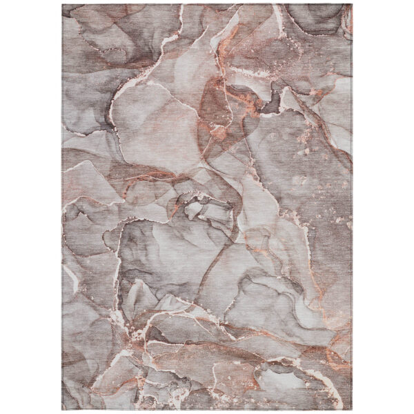 5' X 8' Gray and Red Abstract Washable Non Skid Indoor Outdoor Area Rug