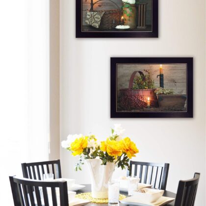 Set Of Two White Or Red Baskets 3 Black Framed Print Wall Art