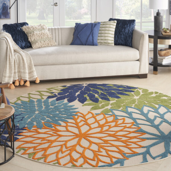 10' Blue and Green Indoor Outdoor Area Rug